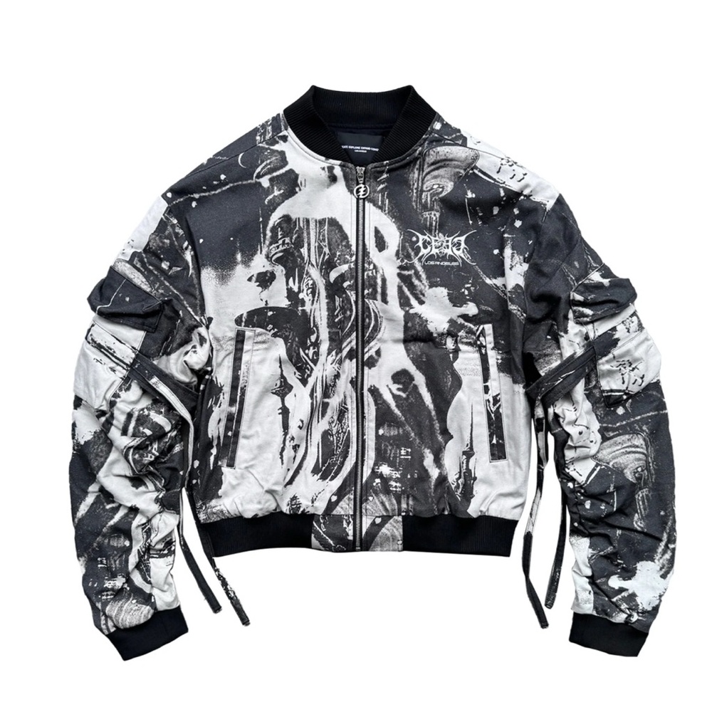 CEEC LA “RAVE PLANET” BOMBER JACKET IN BLACK AND WHITE In XL retail $495